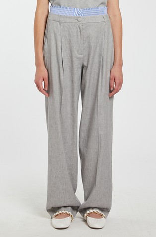 Straight fit hlače od rastezljive mješavine lana