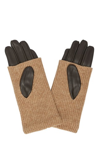 Kožne rukavice s pletenim umetkom