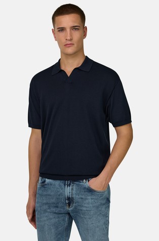 Cotton and Silk Knitted Polo Shirt