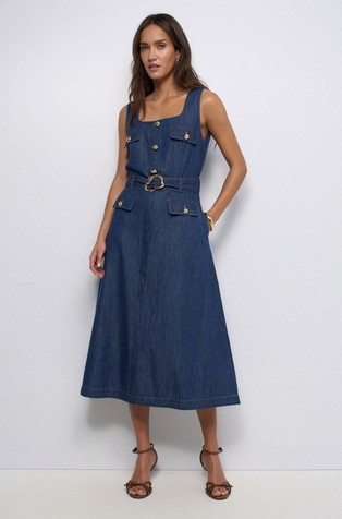 Lightdenim midi sleeveless dress