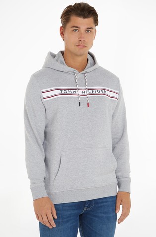 Pulover s kapuljačom i logo trakom