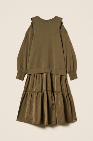 Duga haljina sa suknjom od tafta