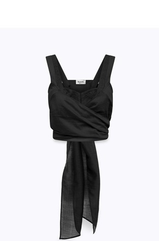 Lyocell top with lace and  back tie-up