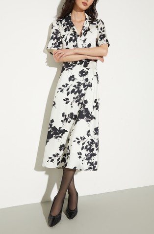 Floral twill midi dress