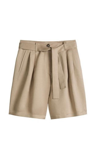 Kratke hlače od tencel™ liocela i lana s naborima