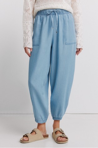 Tencel denim elasticated trim trousers