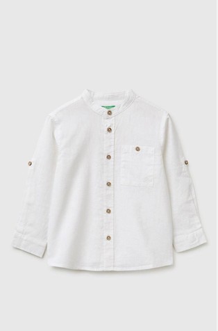 Košulja od mješavine lana s mandarin ovratnikom