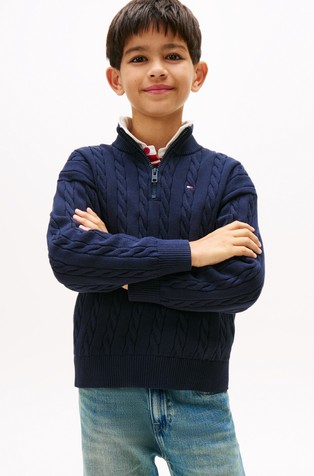 Pleten pulover s djelomičnim kopčanjem i uzorkom lanca