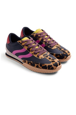Multi-texture leopard print sneakers