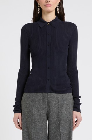 Cardigan with polo collar