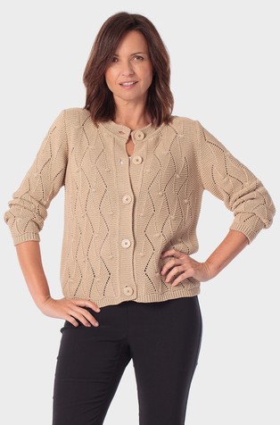 Knit cardigan with perforations
