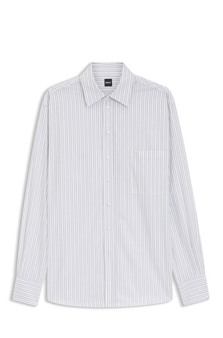 Relaxed-fit shirt in striped cotton poplin