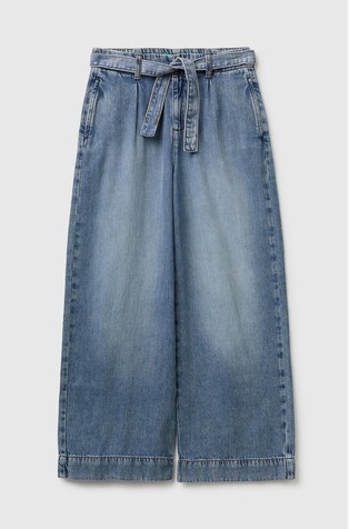 Jeans hlače sa širokim nogavicama i trakom za vezanje