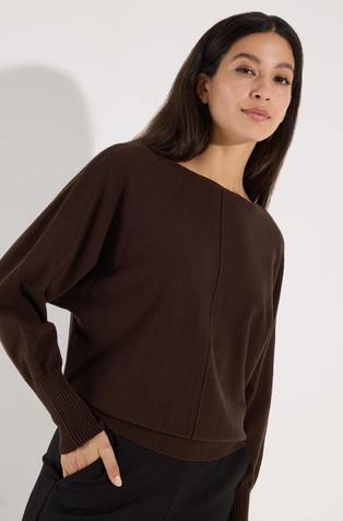 Batwing sleeve knit sweater