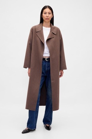Wool-Blend Wrap Coat