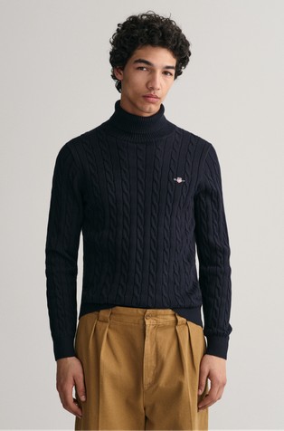Cotton Cable Knit Turtleneck Sweater