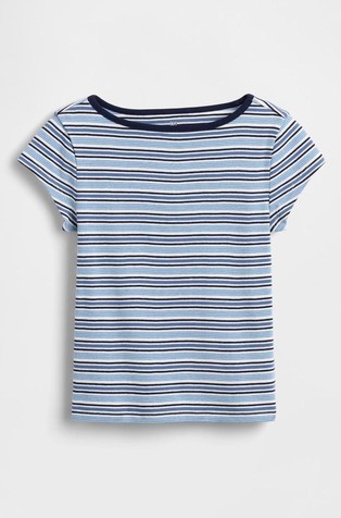 Pripijena majica kratkih rukava s prugastim uzorkom za djevojčice