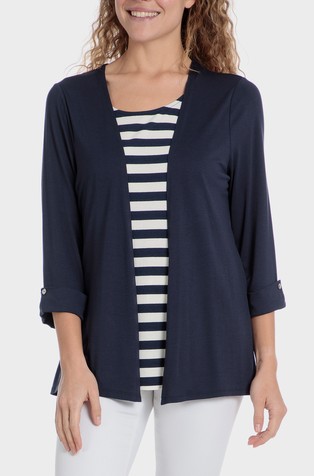 Majica dvoslojnog izgleda s prugastim umetkom