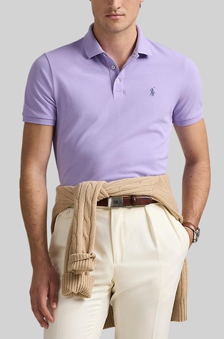 Custom slim fit rastezljiva polo majica s mrežastom strukturom