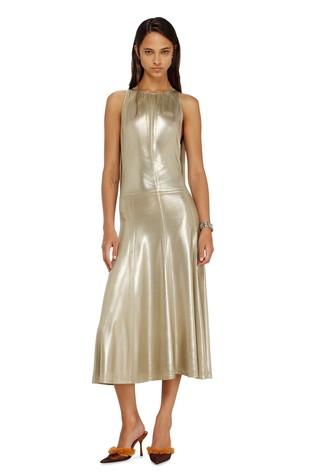 Metallic midi dress with open back