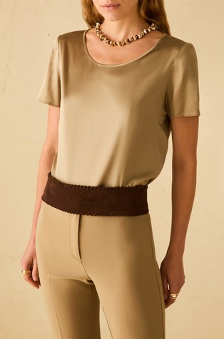 Stretch silk T-shirt