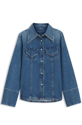 Slim-fit blouse in denim