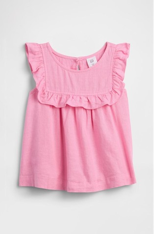 Majica od mješavine lana s volančićima za djecu djevojčice