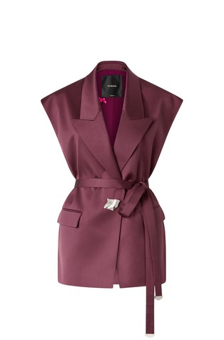 Satenski prsluk u stilu sakoa s trakom za vezanje