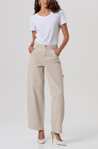 Široke hlače od nerastezljive pamučne tkanine