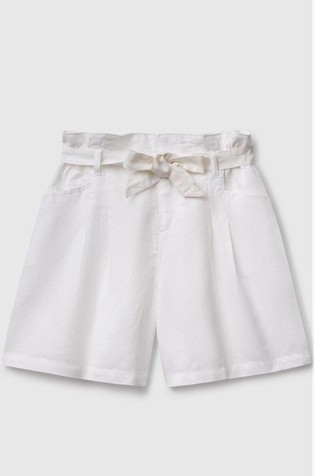 Kratke hlače od mješavine lana s trakom za vezanje
