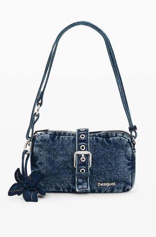 Denim torbica s uklonjivim privjeskom u obliku cvijeta