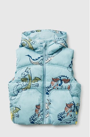 Prošiven prsluk s kapuljačom i uzorkom dinosaura