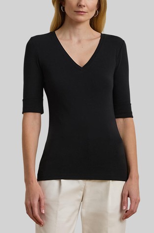 Majica od rastezljivog pamuka s V-izrezom