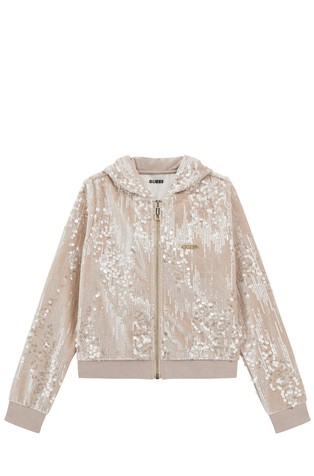 Pulover s kapuljačom i šljokicama