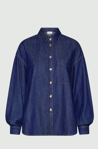 Oversized fit denim košulja s džepom