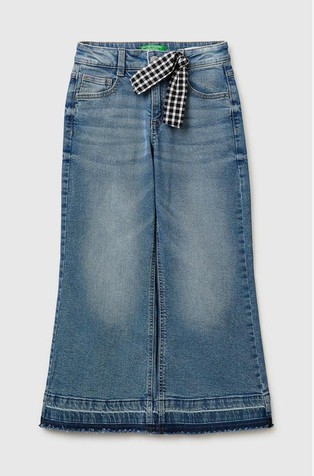 Zvonaste jeans hlače s kariranom mašnom