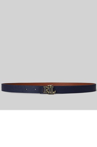 Obostran uzak kožni remen s logo kopčom