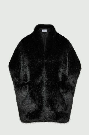 Pončo od umjetnog krzna s džepovima