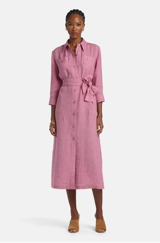 Midi linen shirt dress