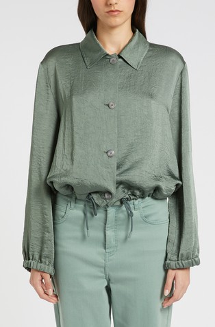 Monochrome crincle-effect shirt jacket