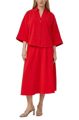 Festive midi skirt with elastic waistband and drawstring