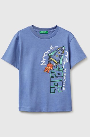 Cotton T-shirt with print and application