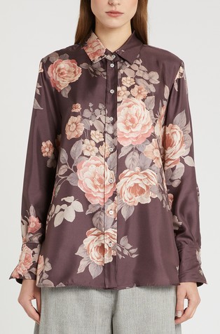 Printed silk twill shirt