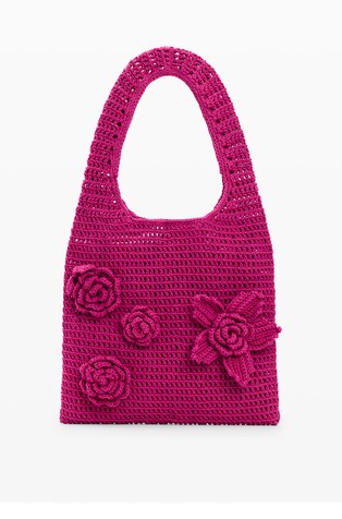 Crochet-effect bag with flowers