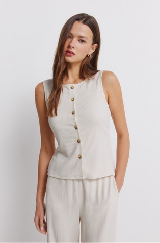 Buttoned jersey gillet