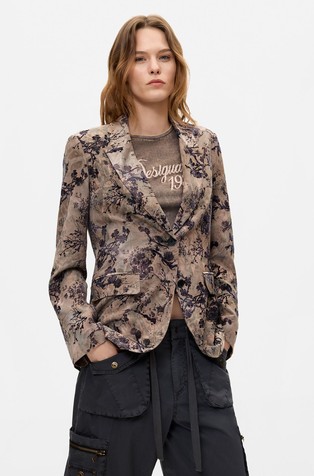Flocked floral blazer