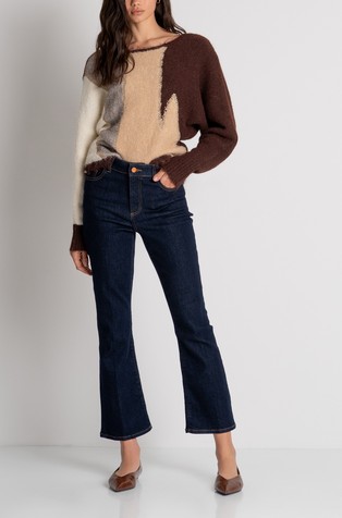 Cropped jeans hlače sa zvonastim nogavicama