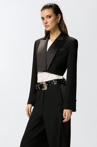 Cropped jacket with satin details