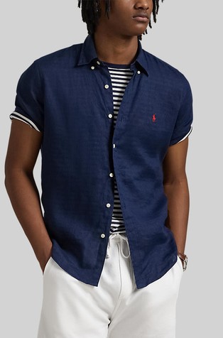 Custom fit lanena košulja kratkih rukava