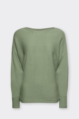 Kimono Sweater with Boat Neckline in Pure Wool